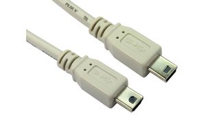 Cable, USB Mini-A Plug - USB Mini-B 5-siftskontakt, 1m, USB 2.0, Grå